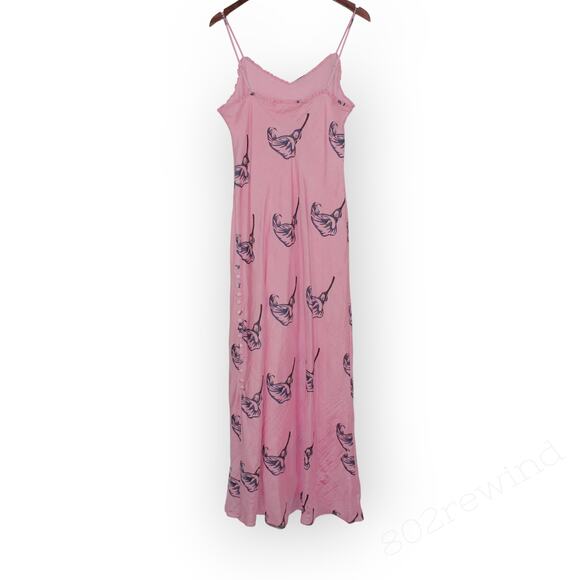 Large Alix of Bohemia Athens Pink Calla Lily Silk Slip Dress Sweetheart Lined - Picture 4 of 16